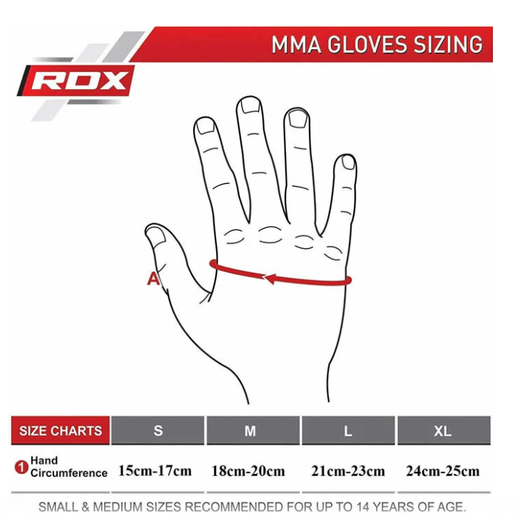 Tabulka velikostí MMA rukavice RDX
